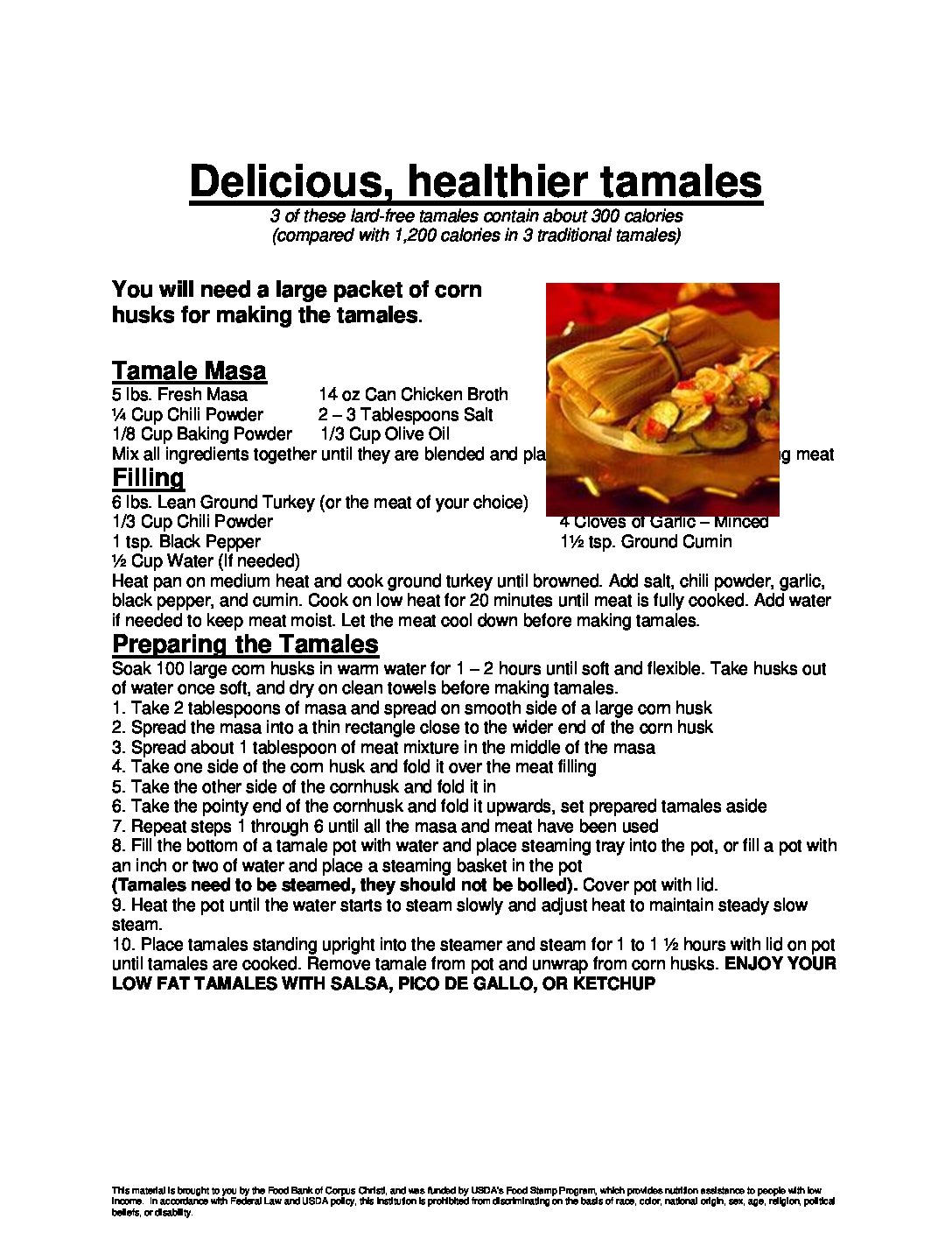 Healthy Tamales - Coastal Bend Food Bank