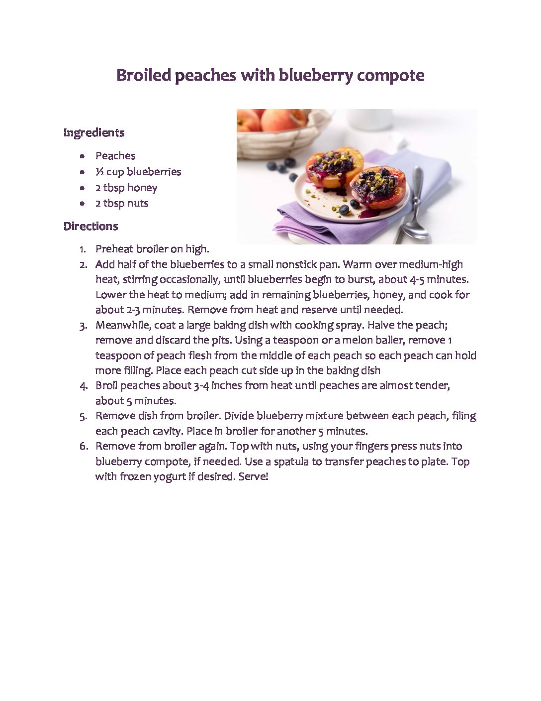 Broiled Peaches with Blueberry Compote - Coastal Bend Food Bank
